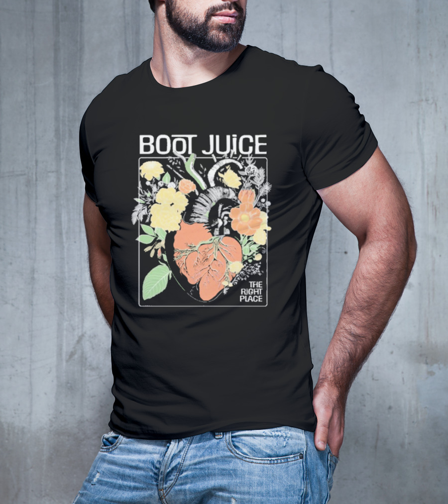 Boot Juice The Right Place Floral Heart Botanical Vintage Style T-Shirt