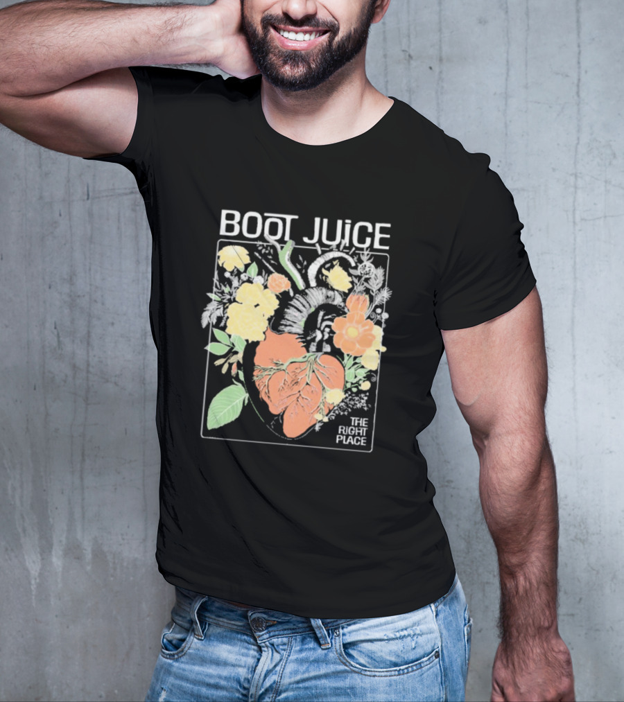 Boot Juice The Right Place Floral Heart Botanical Vintage Style T-Shirt