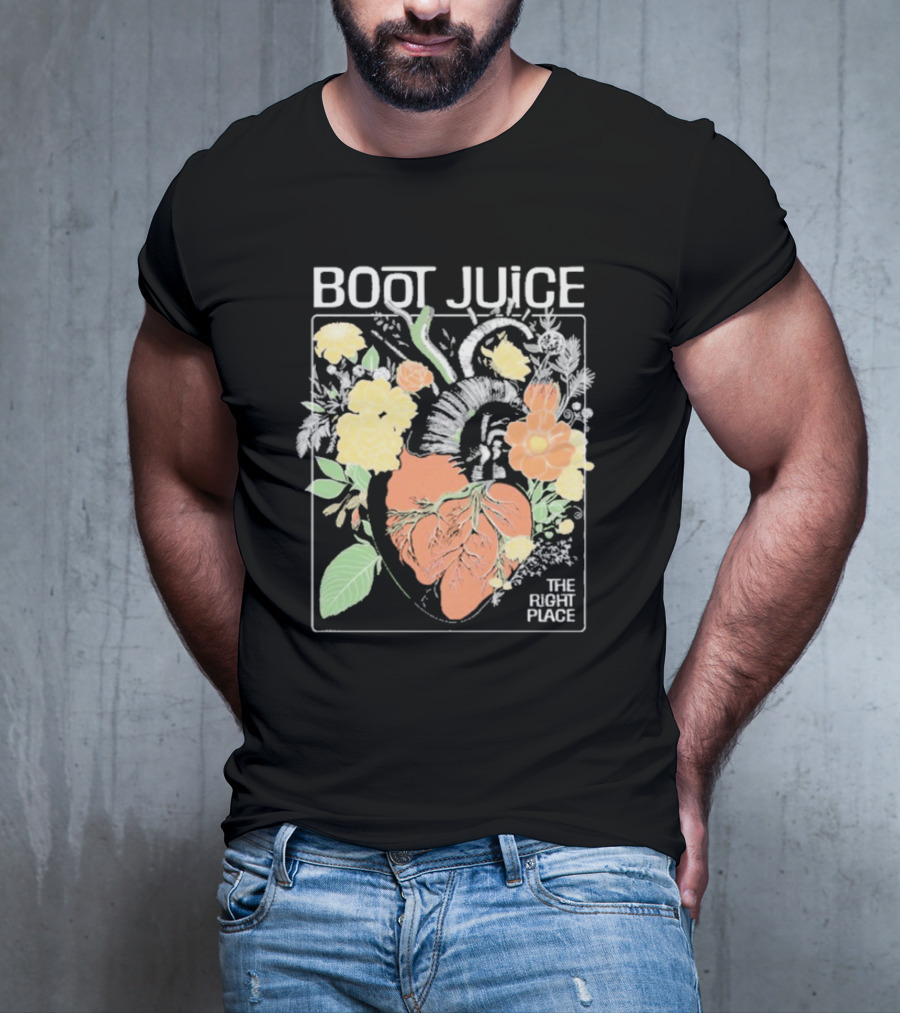 Boot Juice The Right Place Floral Heart Botanical Vintage Style T-Shirt