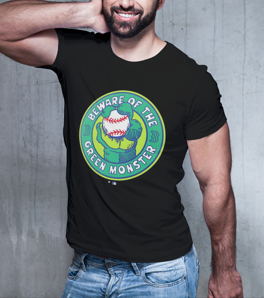 Boston Red Sox Beware Of The Green Monster Baseball Iconic Fenway Park Imagery T-Shirt