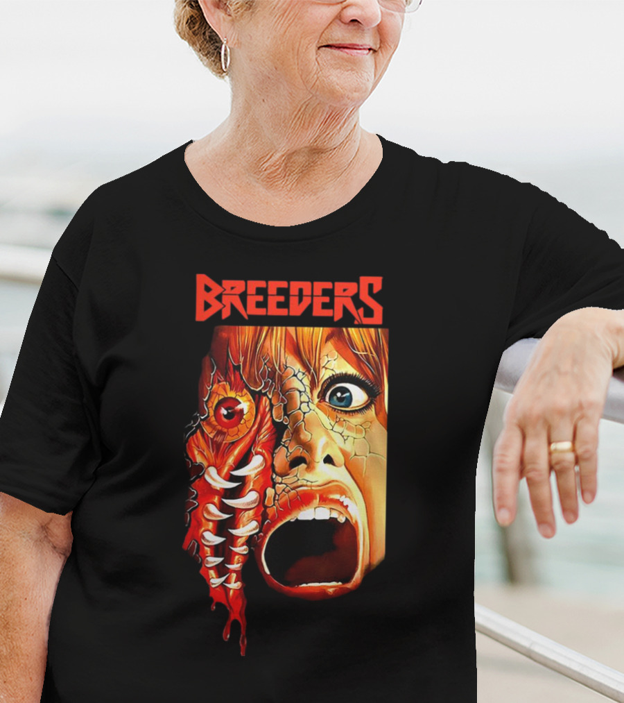 Breeders Horror Movie Artwork With Distorted Face And Eye T-Shirt