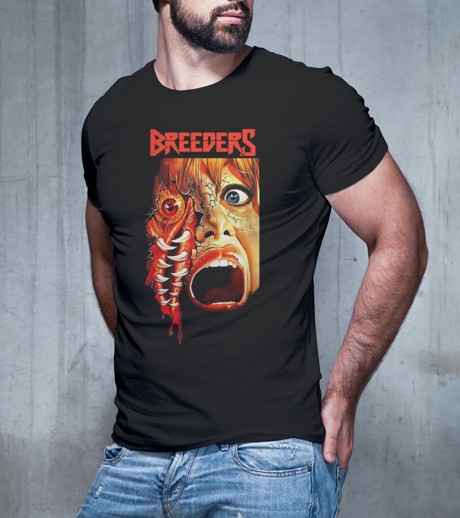 Breeders Horror Movie Artwork With Distorted Face And Eye T-Shirt