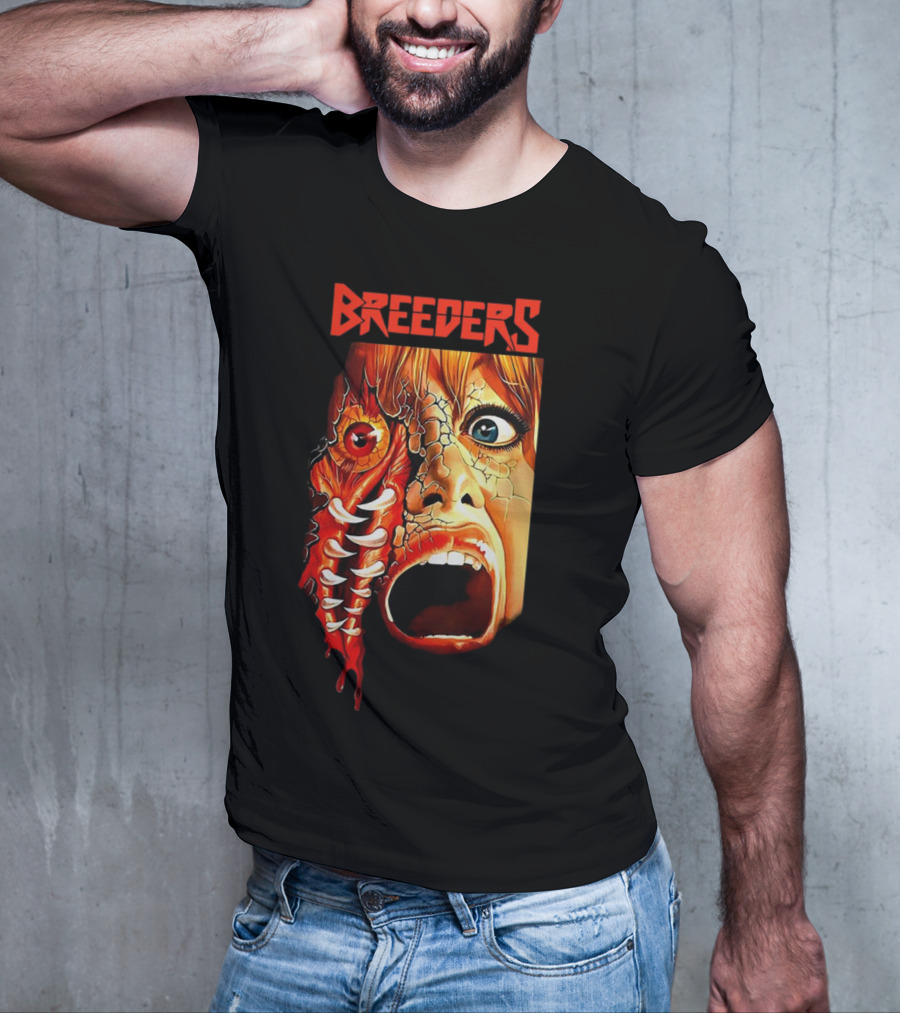 Breeders Horror Movie Artwork With Distorted Face And Eye T-Shirt