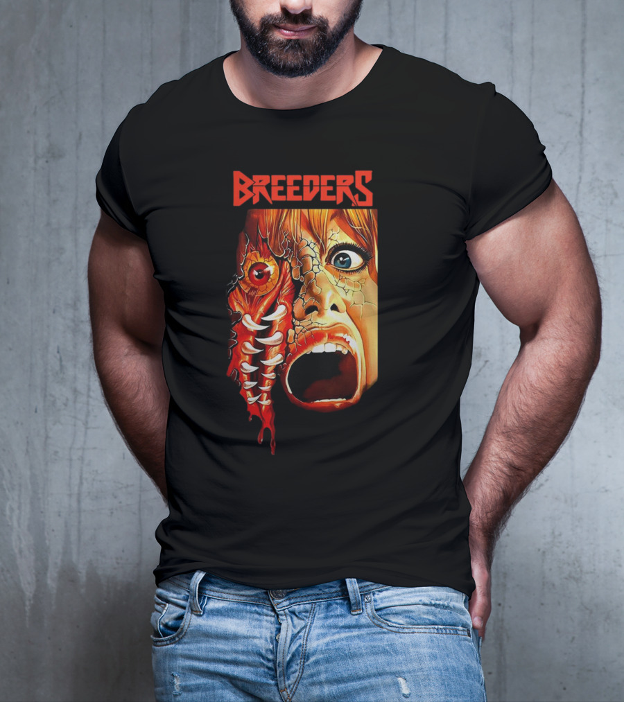 Breeders Horror Movie Artwork With Distorted Face And Eye T-Shirt