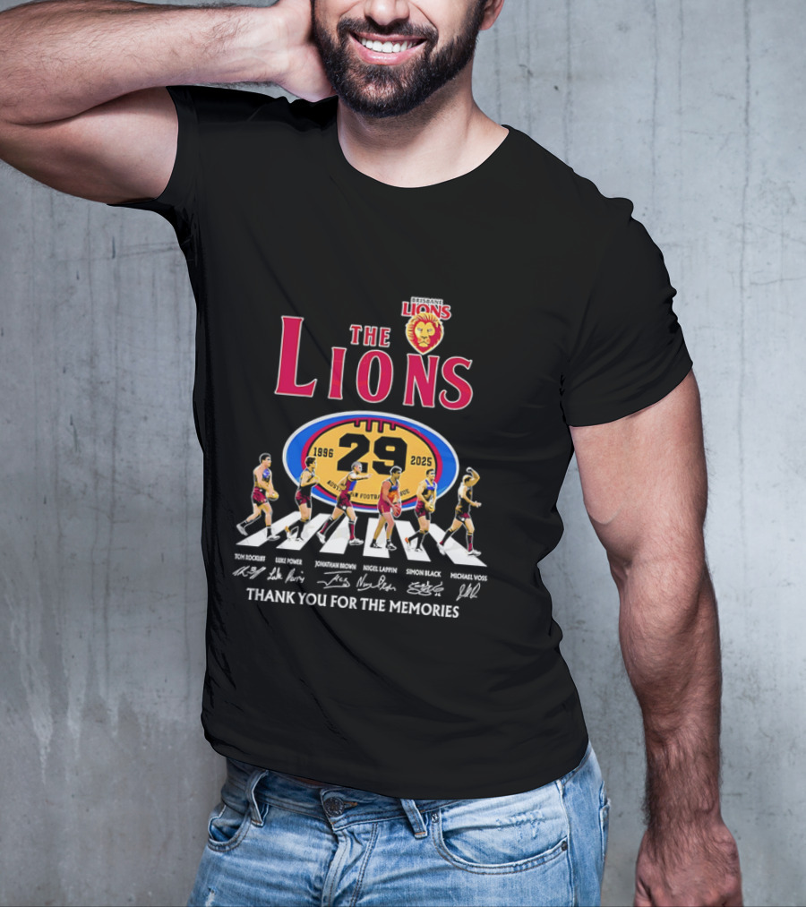 Brisbane Lions The Lions 29 Years 1996-2025 Thank You For The Memories Signatures T-Shirt