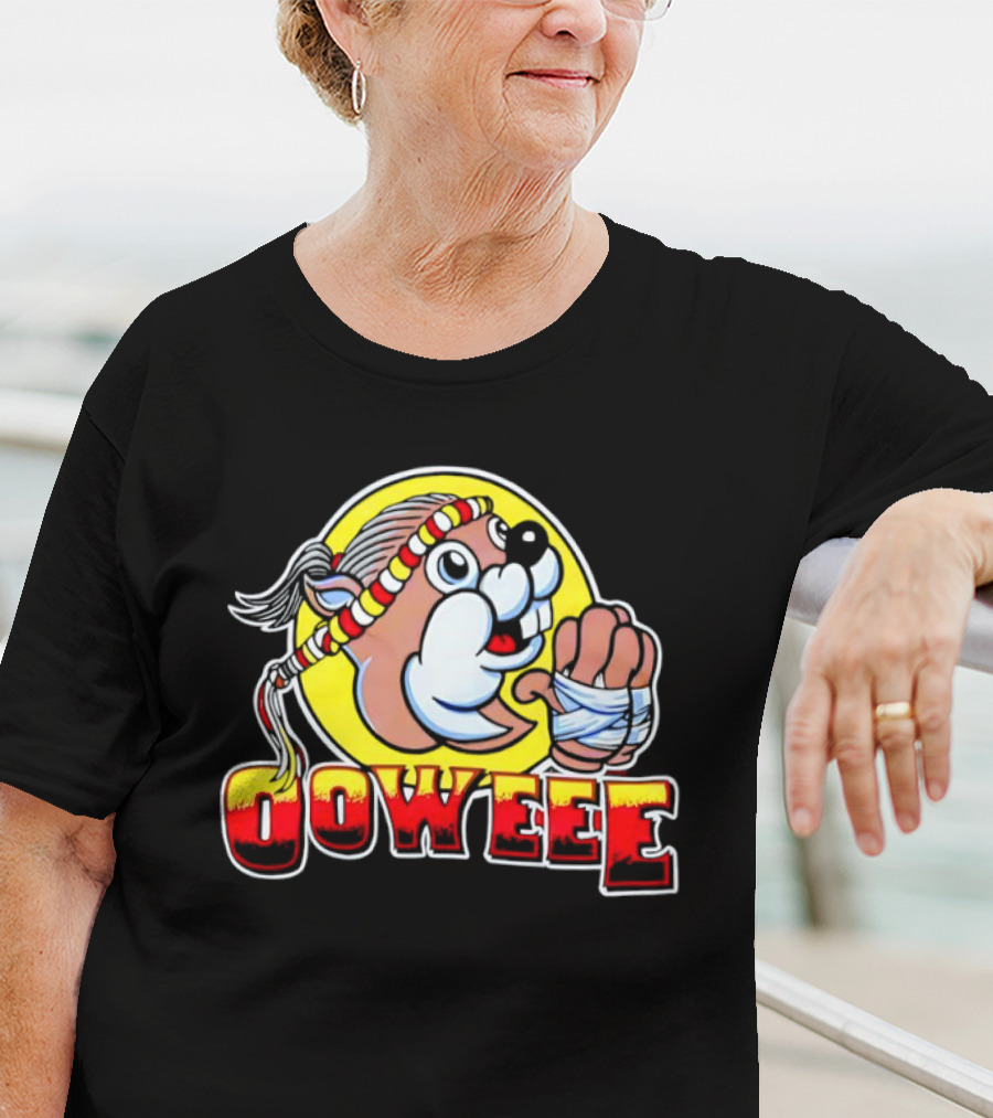 Buc-ee's Ooweee Muay Thai Beaver With Headband And Wrapped Fist T-Shirt