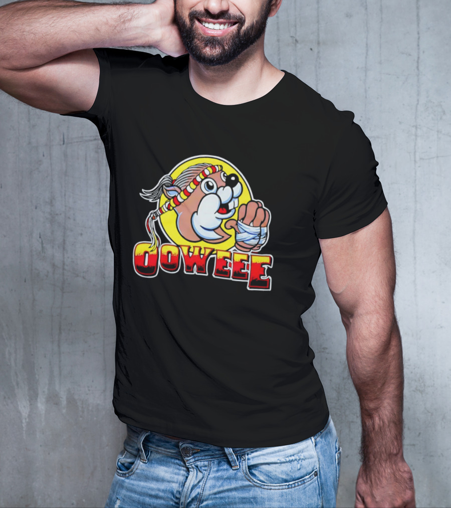 Buc-ee's Ooweee Muay Thai Beaver With Headband And Wrapped Fist T-Shirt