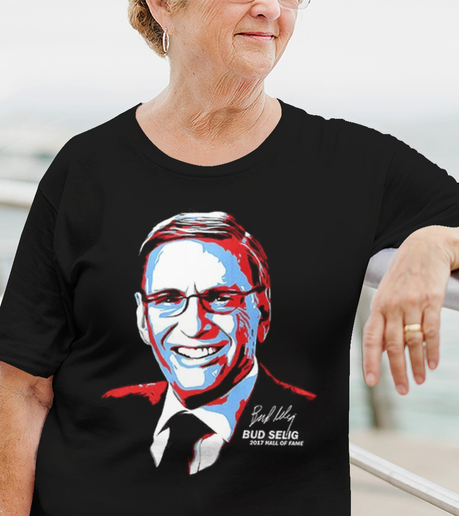 Bud Selig Commissioner Signature Red Blue White T-Shirt