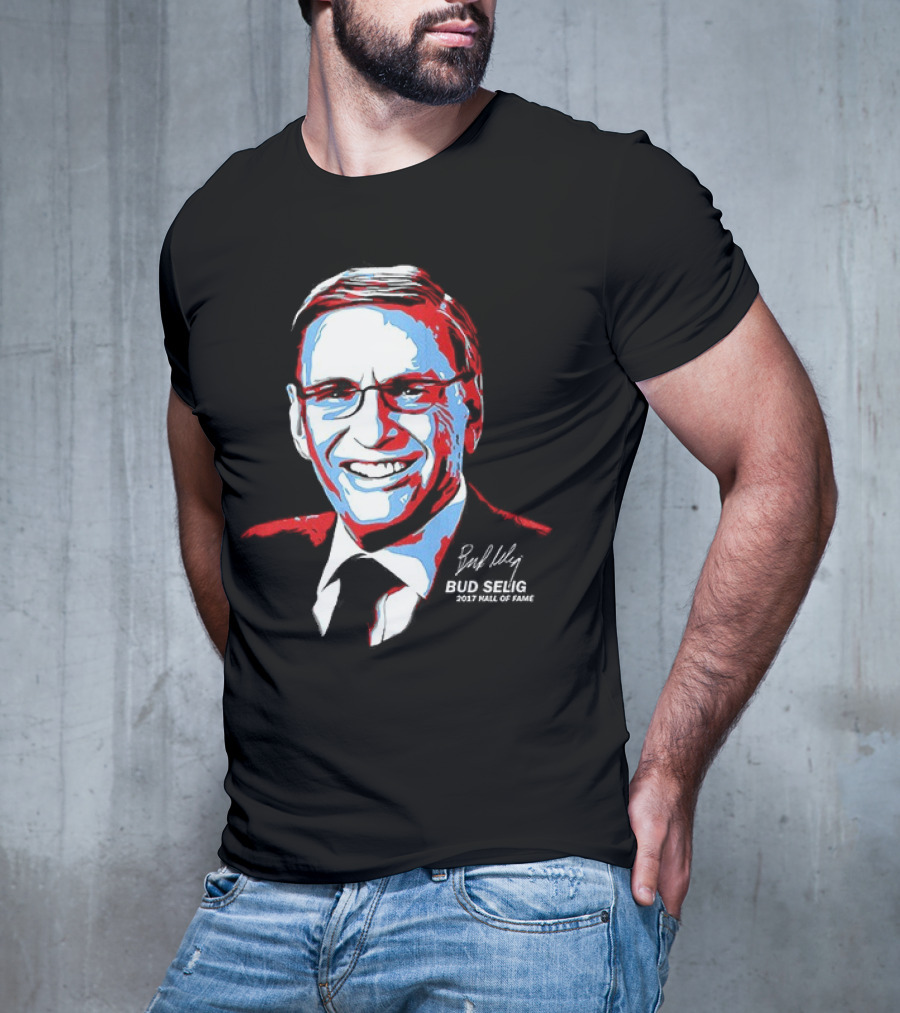 Bud Selig Commissioner Signature Red Blue White T-Shirt