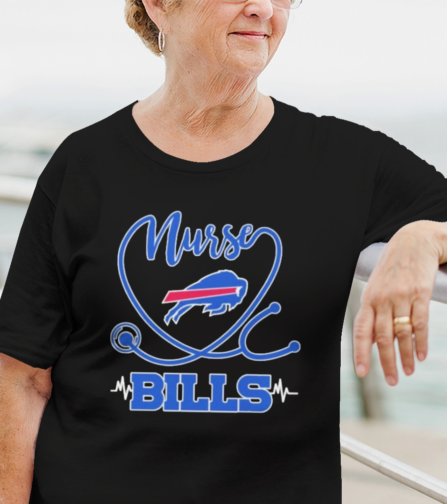 Nurse Buffalo Bills Stethoscope Heartbeat T-Shirt