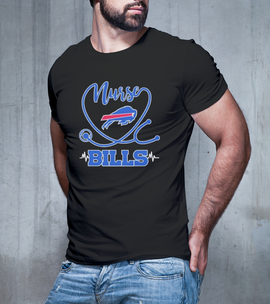 Nurse Buffalo Bills Stethoscope Heartbeat T-Shirt