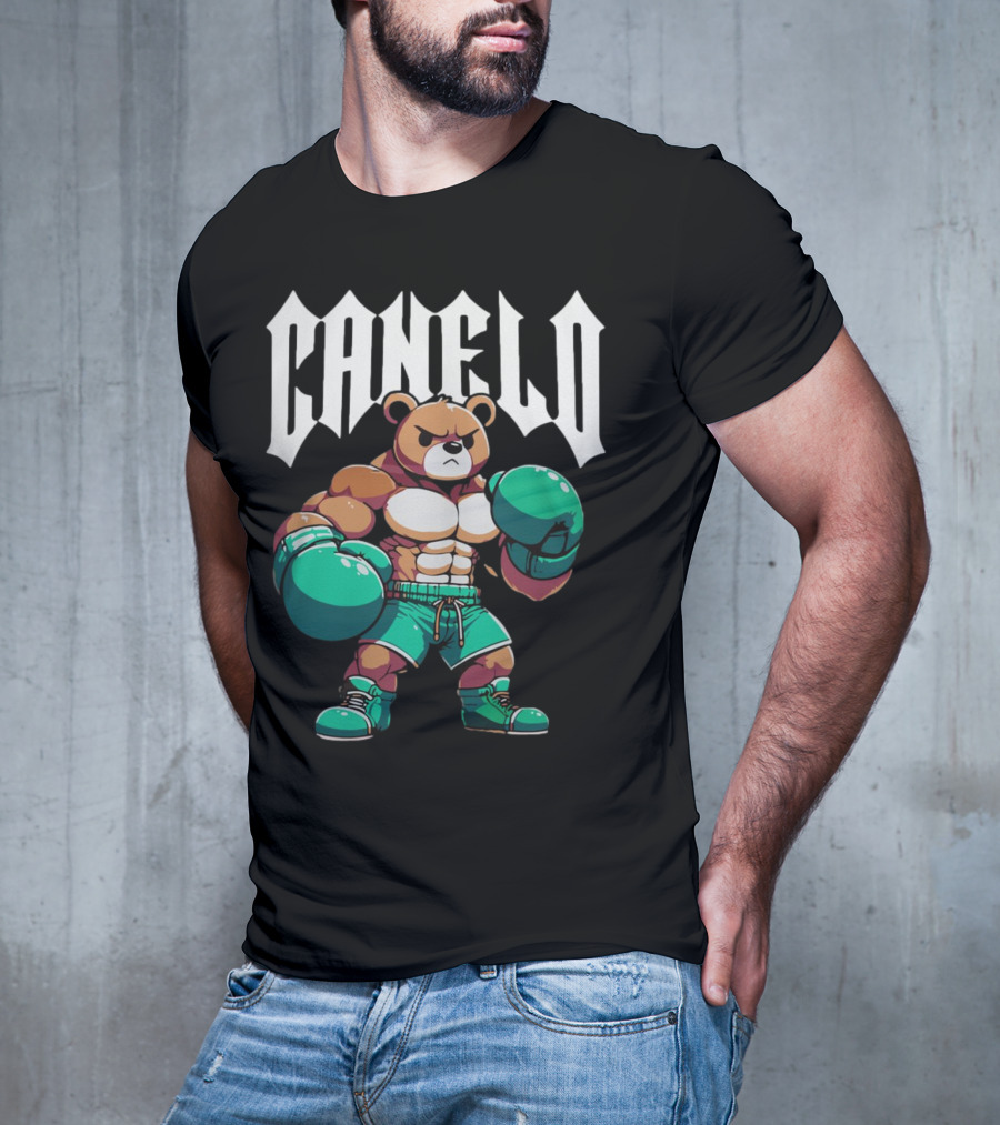Canelo Bear Boxing Cartoon Bear With Gloves And Shorts T-Shirt