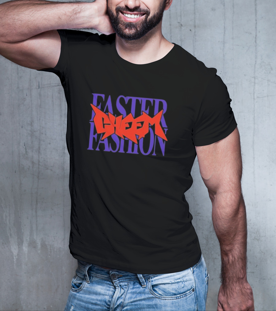 Faster Fashion Cheem Bold Red And Purple Typography T-Shirt