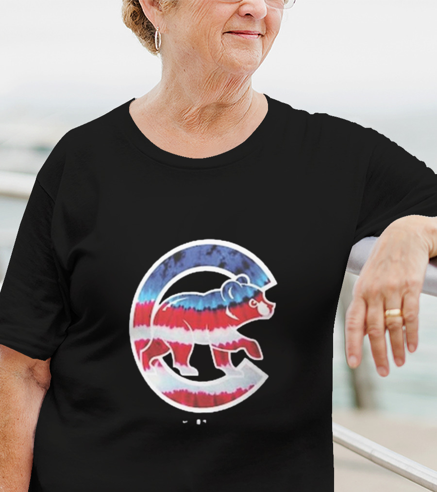 Chicago Cubs Americana Tie-Dye Bear Logo T-Shirt