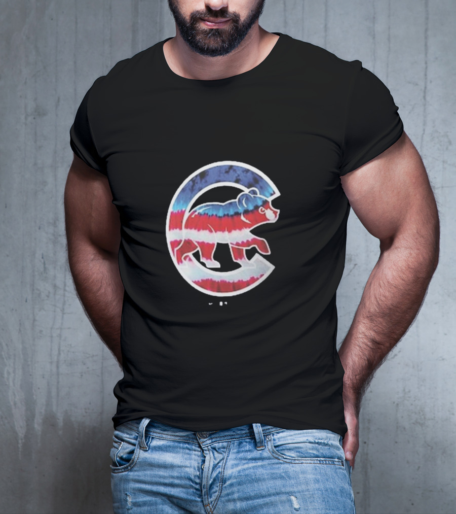 Chicago Cubs Americana Tie-Dye Bear Logo T-Shirt