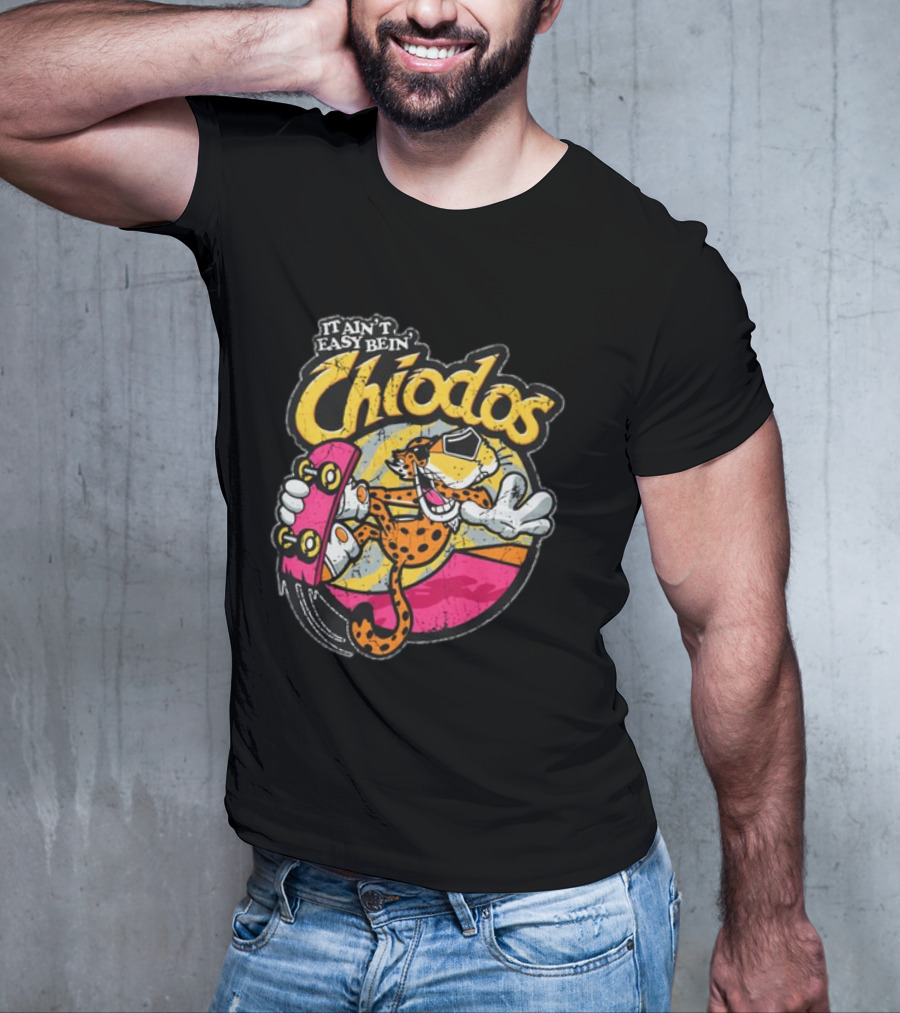 It Ain't Easy Bein' Chiodos Skateboard Cheetah Black T-Shirt