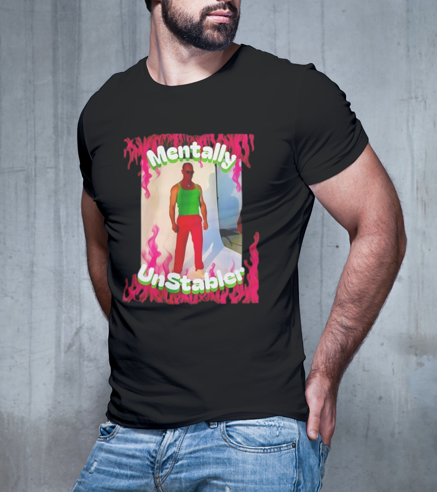 Mentally Unstabler Flaming Outfit Vibrant Red Pants T-Shirt