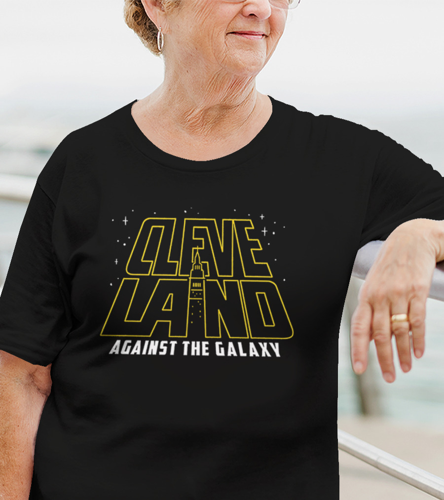 Cleveland Against The Galaxy Tower And Stars Fantasy Style T-Shirt