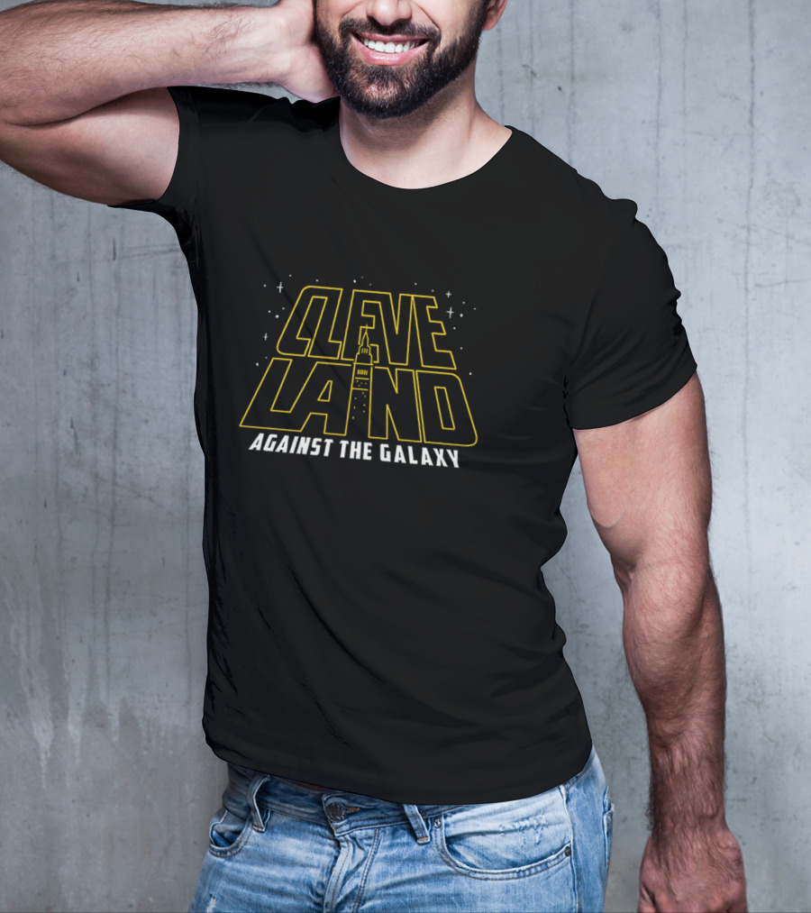 Cleveland Against The Galaxy Tower And Stars Fantasy Style T-Shirt