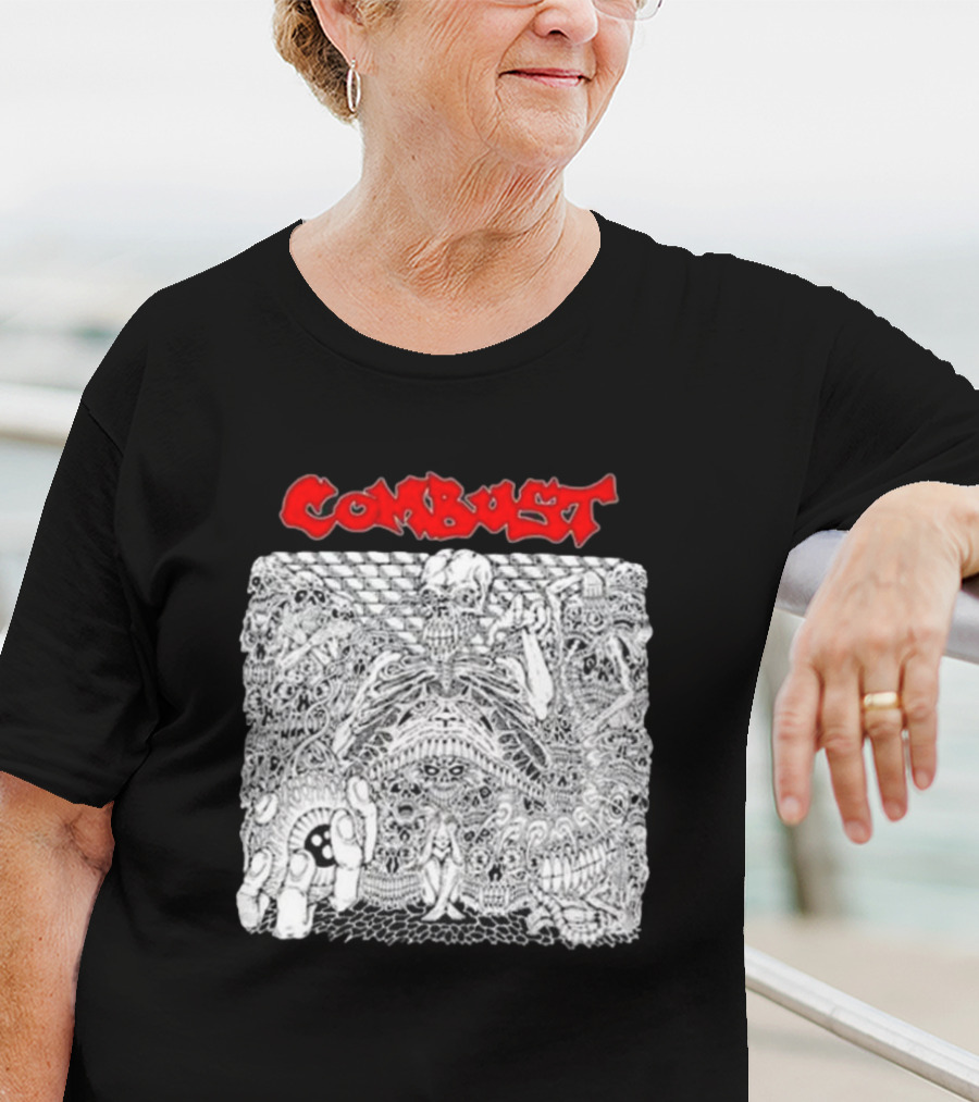 Combust Belly Of The Beast Intricate Black And White Triple B Records T-Shirt