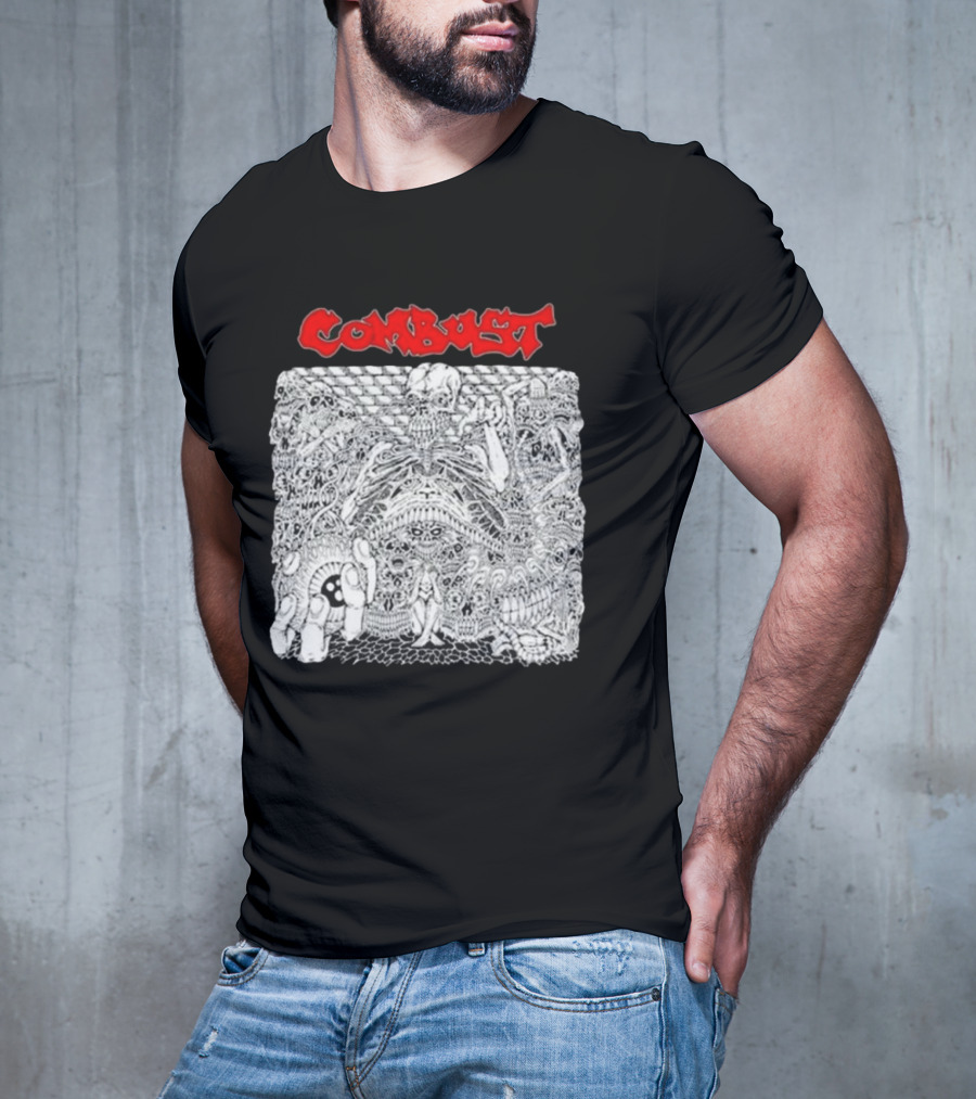 Combust Belly Of The Beast Intricate Black And White Triple B Records T-Shirt