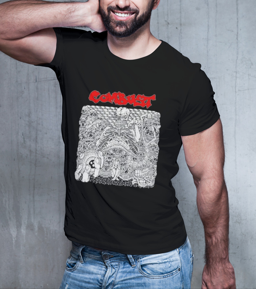 Combust Belly Of The Beast Intricate Black And White Triple B Records T-Shirt