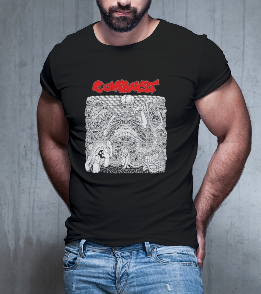 Combust Belly Of The Beast Intricate Black And White Triple B Records T-Shirt