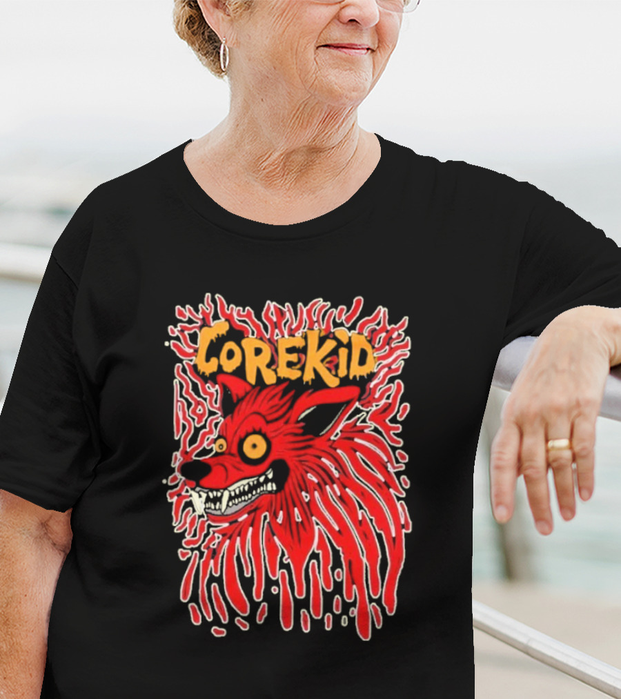 Corekid Blood Wolf Fiery Red Canine Artwork T-Shirt