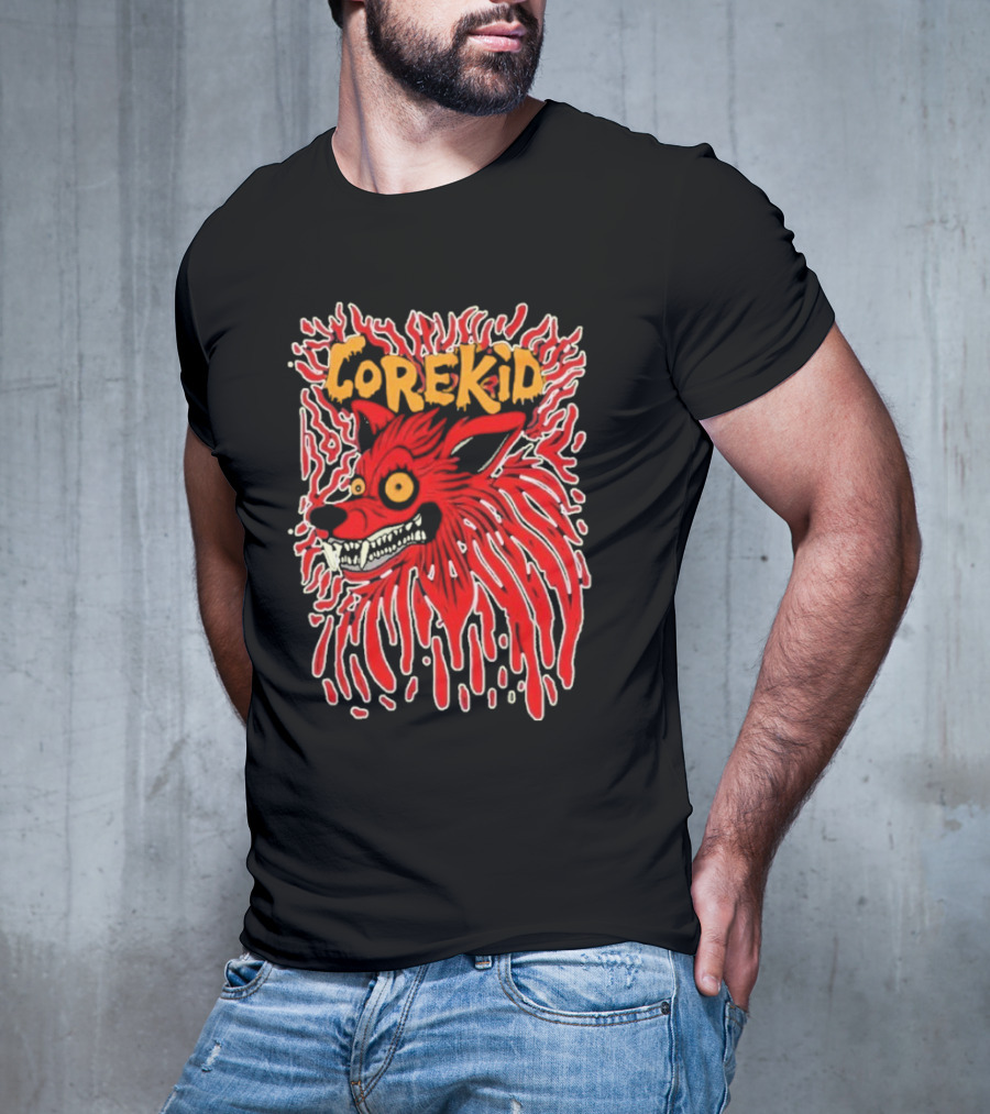 Corekid Blood Wolf Fiery Red Canine Artwork T-Shirt