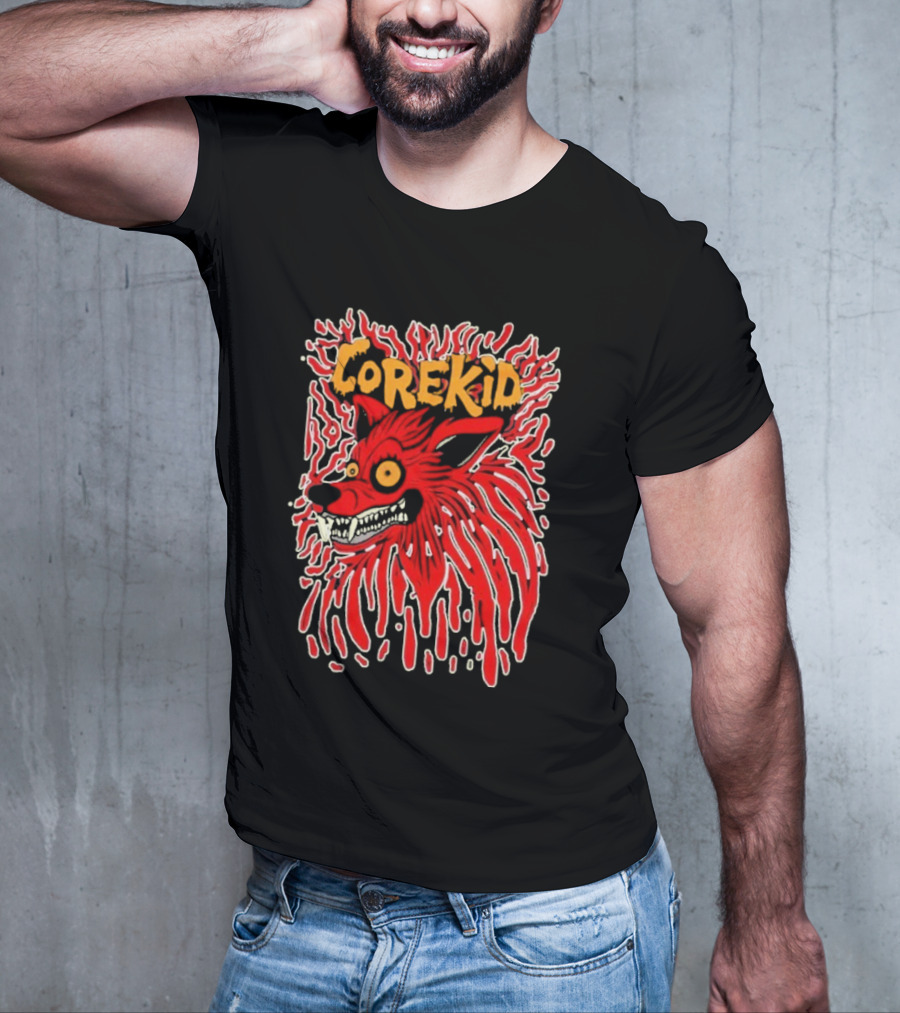 Corekid Blood Wolf Fiery Red Canine Artwork T-Shirt