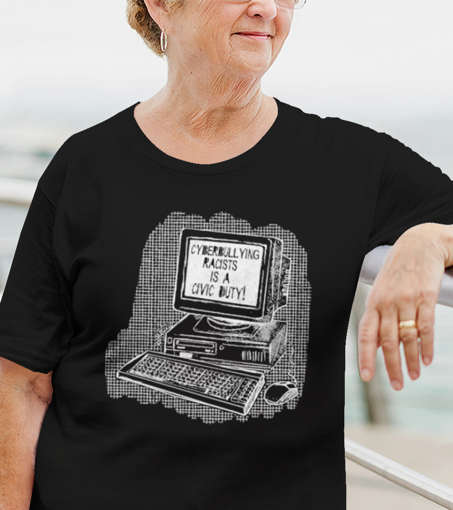 Cyberbullying Racists Is A Civic Duty Computer Retro Style T-Shirt