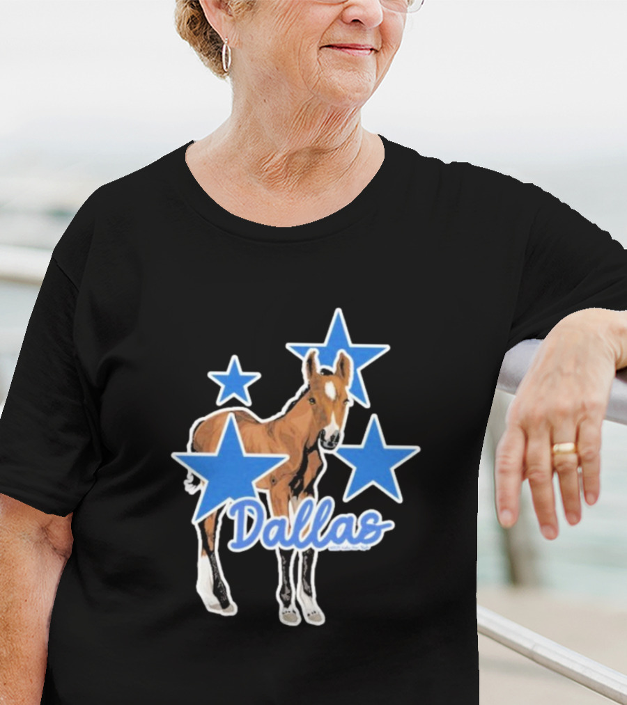 Dallas Horse With Blue Stars Iconic Design T-Shirt