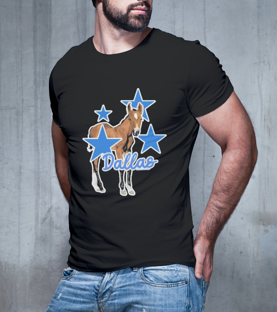 Dallas Horse With Blue Stars Iconic Design T-Shirt
