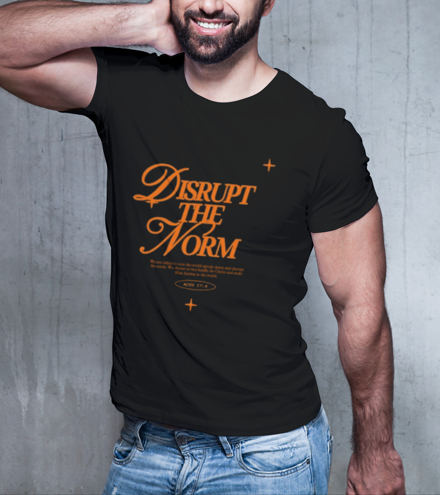 Disrupt The Norm Orange Aesthetic Text With Stars T-Shirt