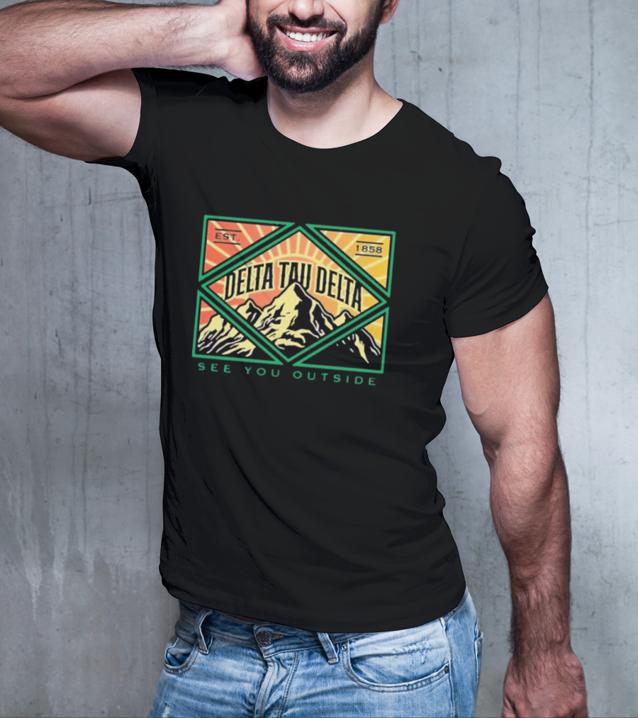 Delta Tau Delta See You Outside 1858 Mountain Sunburst T-Shirt