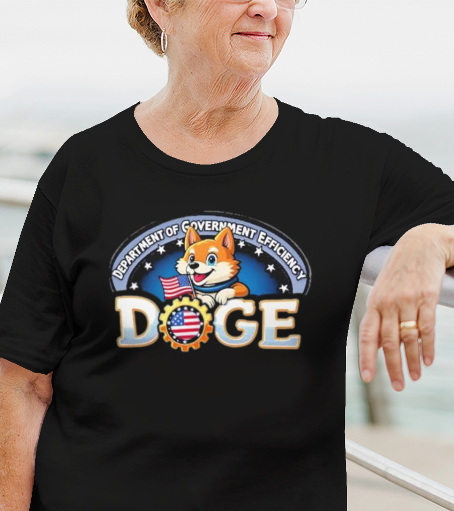 Doge Department Of Government Efficiency American Flag Pup Stars And Stripes T-Shirt