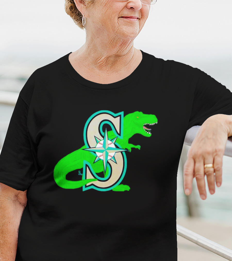 Seattle Mariners Dinosaur Baseball Team Emblem T-Shirt