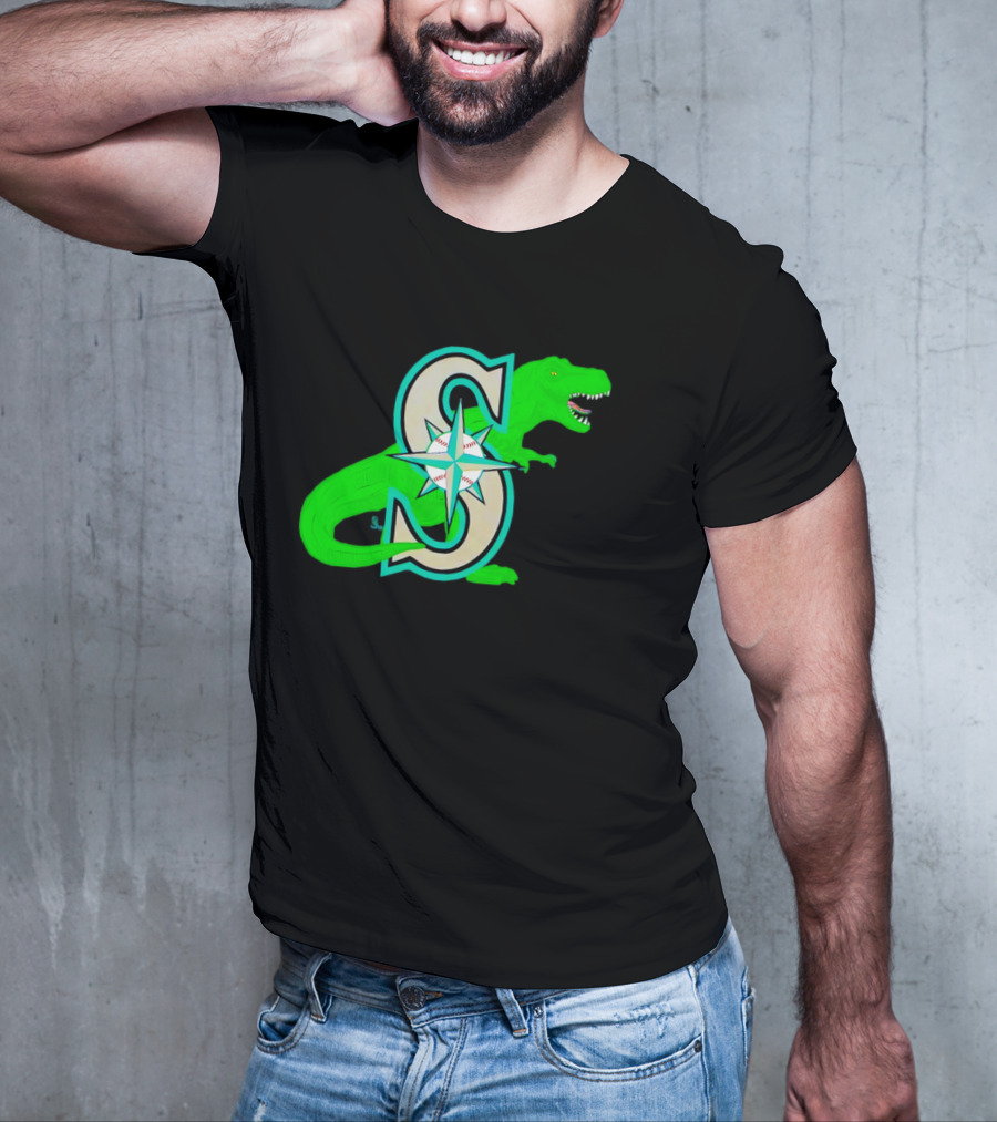 Seattle Mariners Dinosaur Baseball Team Emblem T-Shirt