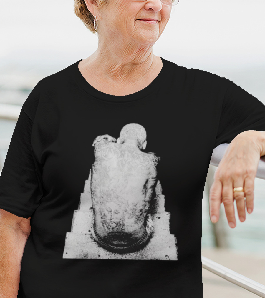 "Ekkstacy Tattooed Figure Sitting On Staircase Design" T-Shirt