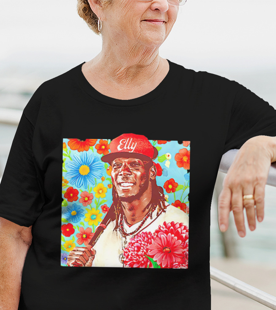 Elly De La Cruz Cincinnati Reds Floral Baseball Imagery T-Shirt