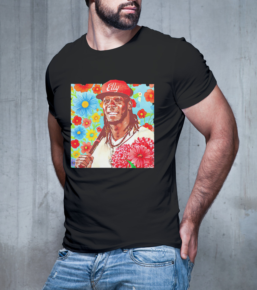 Elly De La Cruz Cincinnati Reds Floral Baseball Imagery T-Shirt