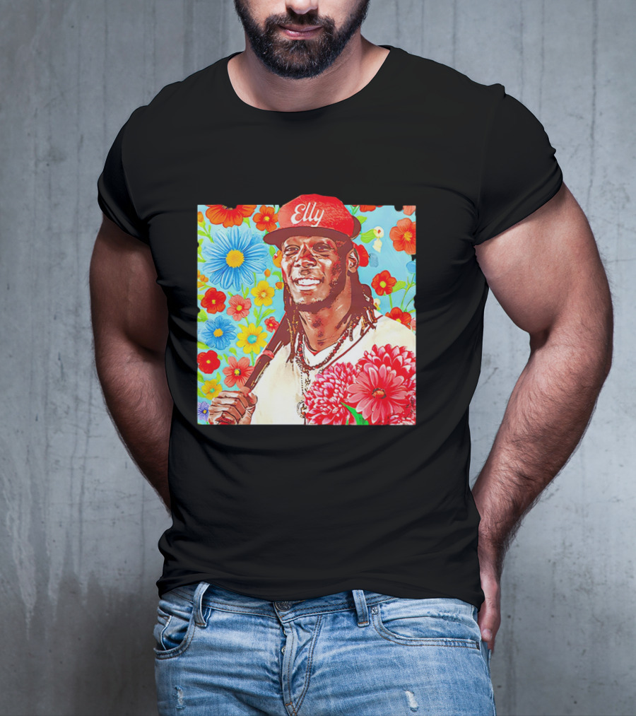Elly De La Cruz Cincinnati Reds Floral Baseball Imagery T-Shirt