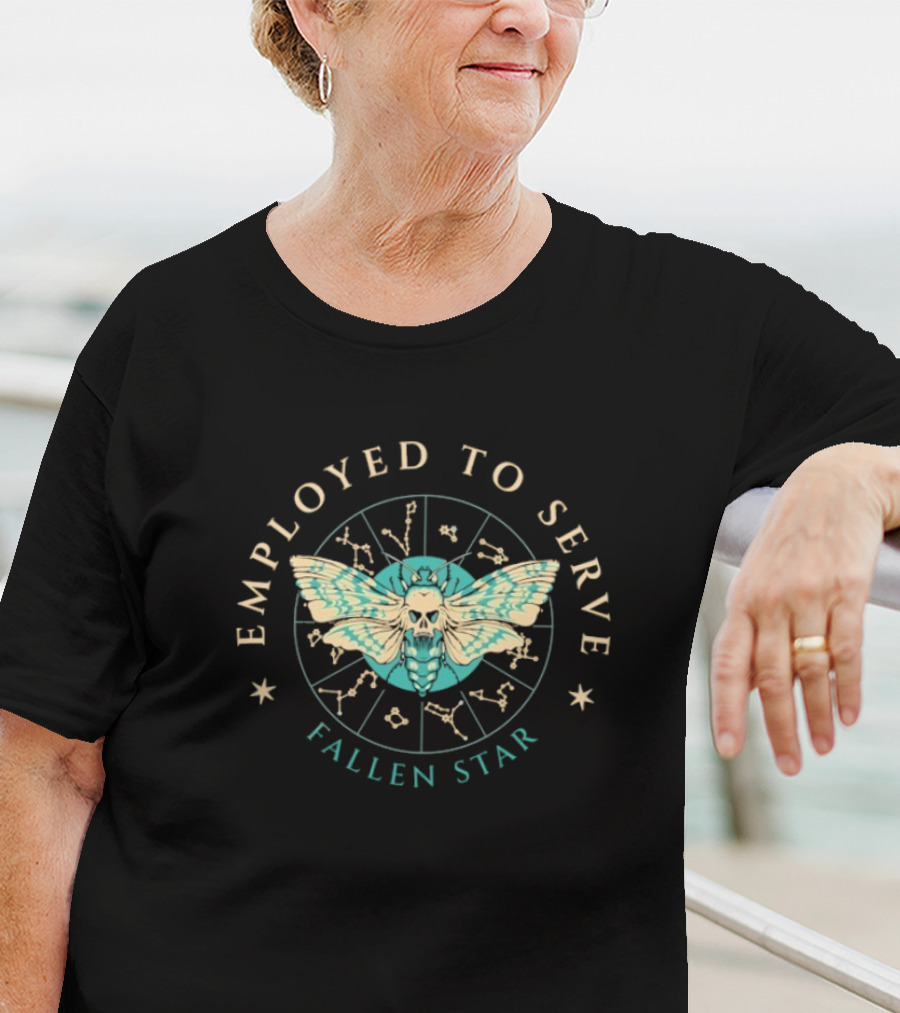 Employed To Serve Fallen Star Moth Astrology Circle T-Shirt