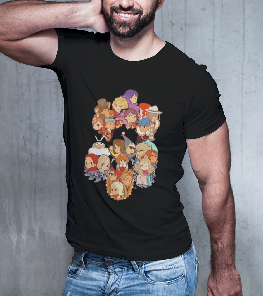 Professor Layton Every Puzzle Has An Answer With Iconic Character Collage T-Shirt