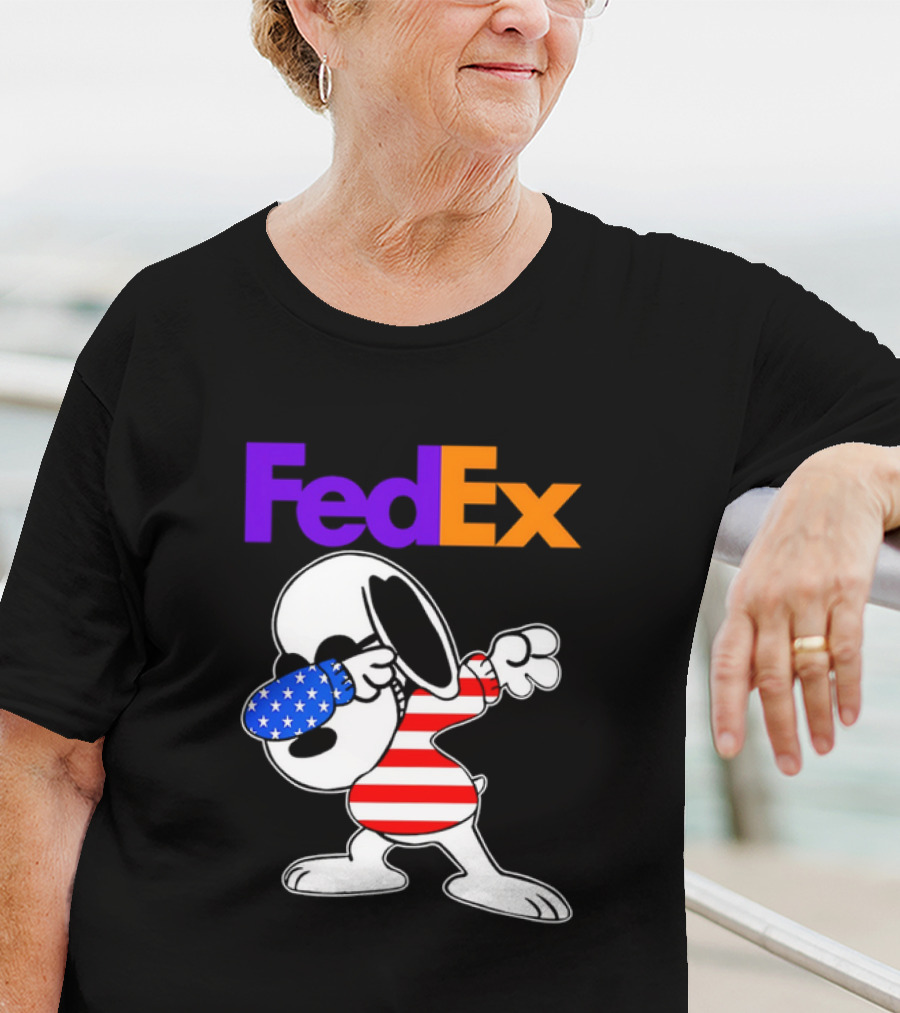 FedEx Snoopy Dabbing American Flag Icon T-Shirt