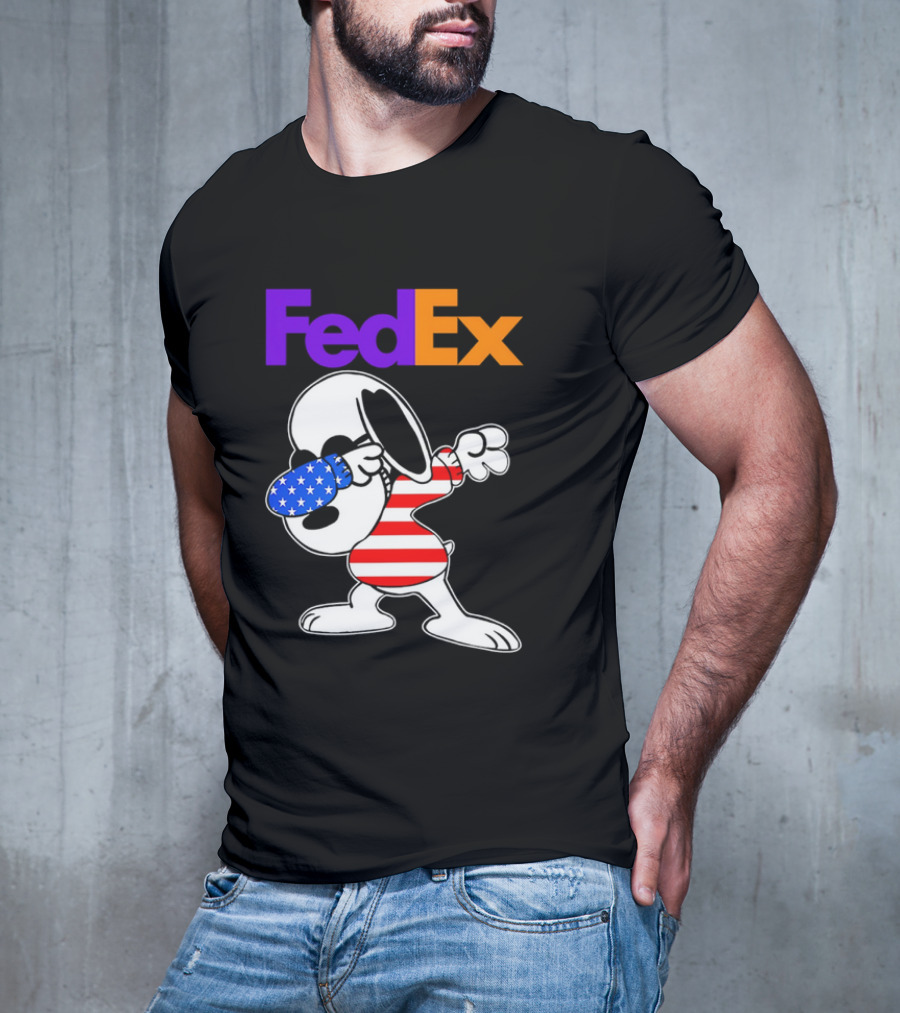 FedEx Snoopy Dabbing American Flag Icon T-Shirt