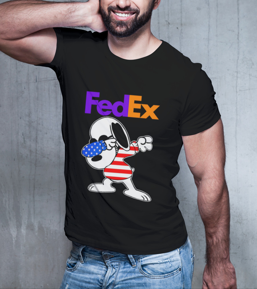 FedEx Snoopy Dabbing American Flag Icon T-Shirt