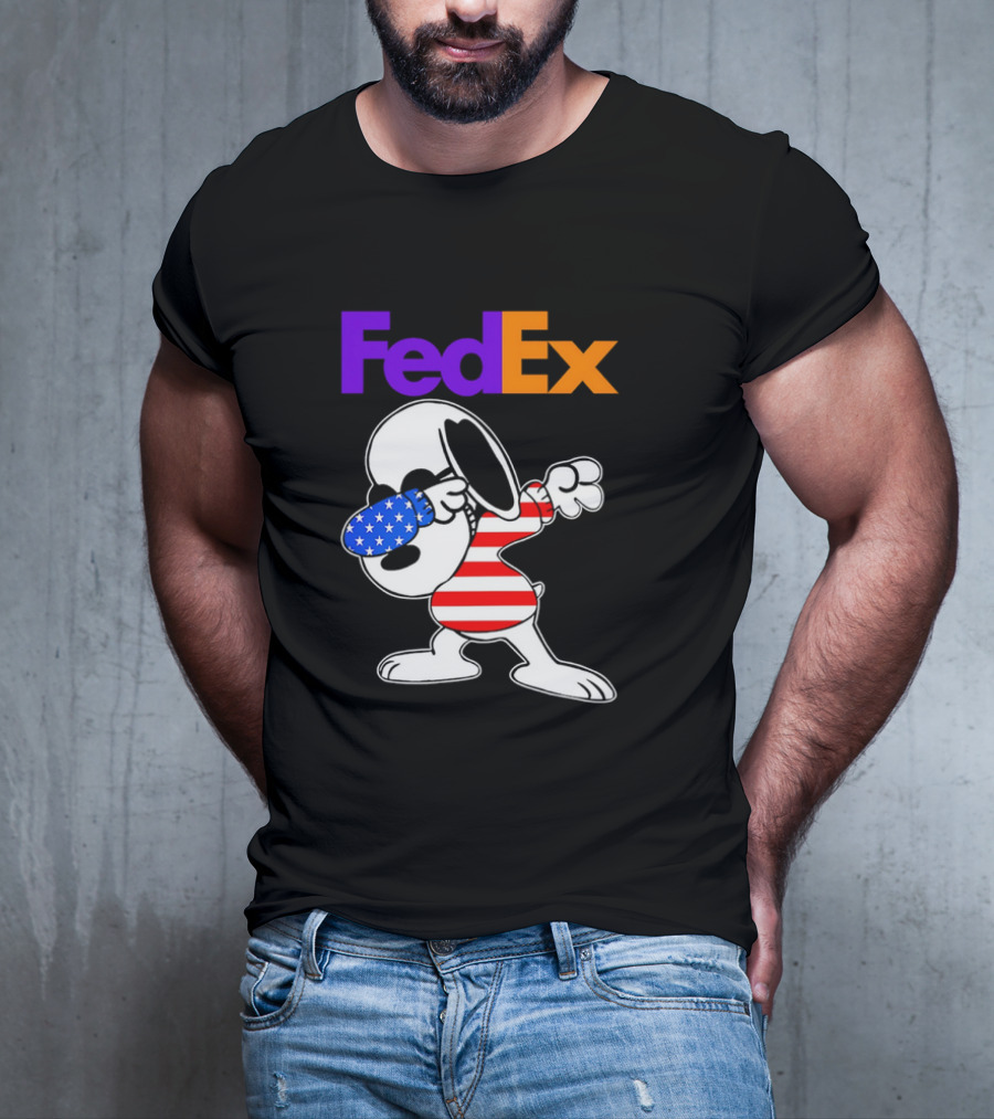 FedEx Snoopy Dabbing American Flag Icon T-Shirt