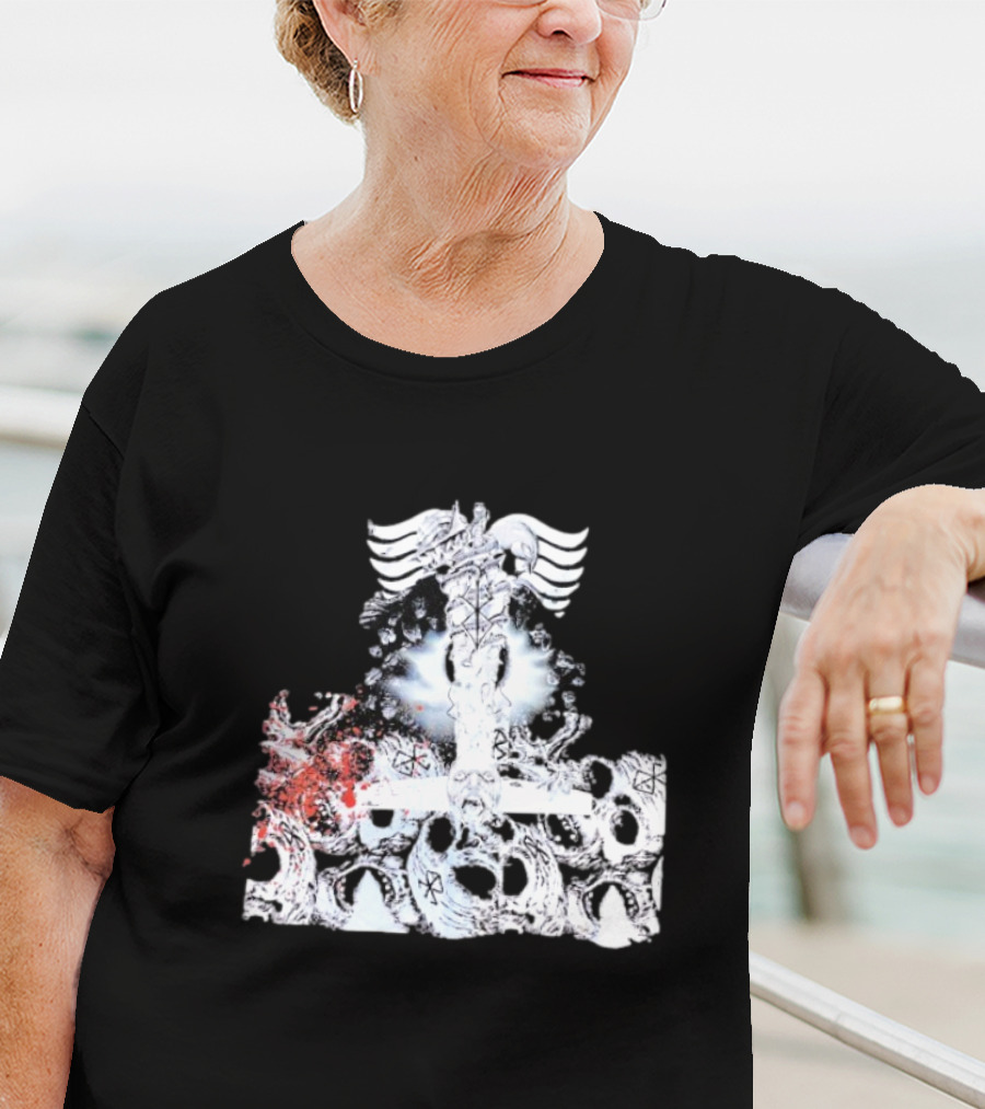 Ghost Supply Rare Rivalry Nordic Inspired Winged Cross And Serpent Motif T-Shirt