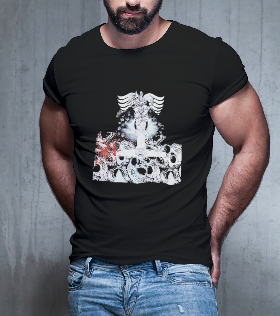 Ghost Supply Rare Rivalry Nordic Inspired Winged Cross And Serpent Motif T-Shirt